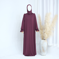 Abaya Modeste pour Femmes, Robe Longue à Manches Longues, Couleur Unie, à Capuche, Abaya Une Pièce, Robe de Prière pour Adultes