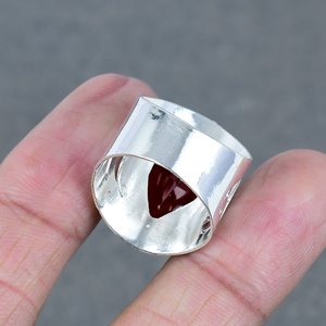 แหวนควอตซ์โกเมนธรรมชาติสไตล์คลาสสิกทำจากทองเหลืองชุบเงิน925เครื่องประดับสำหรับงานแต่งงานและงานเลี้ยงสำหรับงานหมั้น - Product Image 4