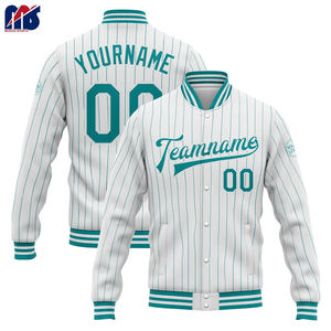 Veste universitaire personnalisée, style baseball classique, boutons-pression, veste coupe-vent en polaire, veste bomber pour équipe avec nom et numéro - Product Image 2