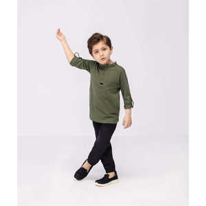 Chemise tunique d'été de base pour garçons/filles avec décoration de poche en tissu jersey confortable - Product Image 3