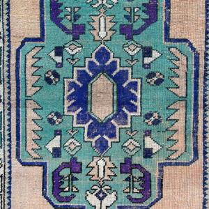 Alfombra de 3.7x7.6 pies, Alfombra Turca Vintage, Alfombra de Lana Azul - Product Image 3