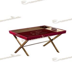 Cherry Red Butler Tray Table Bandeja plegable Mesa Soporte de metal con asas Ideal para servir y entretener - Product Image 5