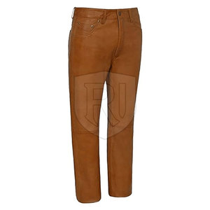 Vêtements décontractés de haute qualité Pantalons en cuir pour hommes Pantalon en cuir Streetwear de couleur unie le plus vendu - Product Image 2
