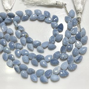 Vente en gros de perles briolettes en forme de poire et de feuille à facettes en opale bleue perles de pierres précieuses naturelles pour la fabrication de bijoux - Product Image 4