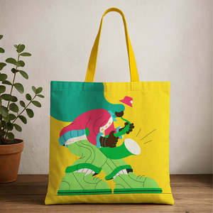 Durable 12oz Music-Themed Canvas Tote <b>Bag</b> <b>Long</b> Medium Heat Transfer Letter Cartoon Personalized Beach <b>Bag</b> for Daily Advertising - Product Image 1