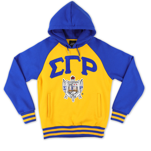 Sudadera con Capucha Bicolor Sigma Gamma Rho Azul y Dorado para Mujer, Sudadera con Capucha con Letras Griegas, Ropa de la Hermandad SGR, Corte Clásico - Product Image 2