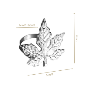 Juego de Anillos para Servilletas de Latón Puro de Estilo Clásico con Diseño de Hoja de Arce y Flor para Decoración de Mesa de Fiesta Navideña, Juego de 6 - Product Image 3