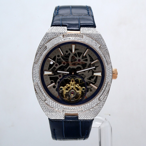 Montre analogique de luxe pour homme et femme en acier inoxydable avec bracelet en cuir, cadran en cristal saphir, mouvement mécanique, édition limitée - Product Image 4