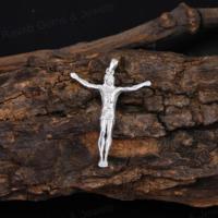Crucifix catholique en argent sterling plaqué rhodium fait main, croix religieuse de Jésus, pendentif de foi chrétienne, bijoux fins, cadeau