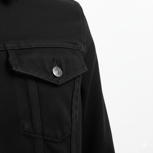 Veste en jean noire personnalisée pour homme, style classique, boutonnée, coupe trucker, unisexe, manches longues, grandes tailles, très demandée - Product Image 5