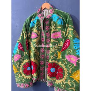 Wholesale Velvet Jacket Floral Embroidery Unisex Party Wear Jacket With Inside Cotton Lining Hippies Style Blazer Style <b>Coat</b> - Product Image 4