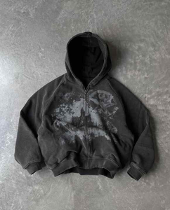 Sweats à capuche pour hommes unisexes personnalisés en coton épais 500GSM vintage vierge sérigraphiés au soleil délavés à l'acide - Product Image 2