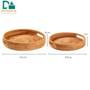 Plateau de service en rotin rectangulaire, outil de service avec poignées, nouveau design, 100% naturel - Product Image 2