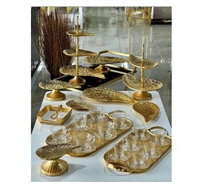 Platos esmaltados modernos, borde de latón con patrón floral, cuencos de acero inoxidable, soportes de nivel y fabricante de platos - Product Image 2