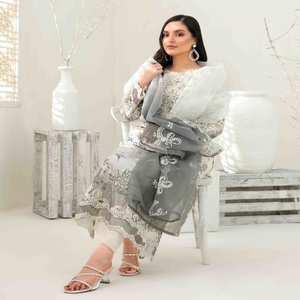 ชุด Punjabi ผ้าลินินลายปักหนา3ชิ้นสำหรับผู้หญิงชุดแมกซี่ tawakkal VOL yasna frock PARTY/Eid Girls' salwar - Product Image 3