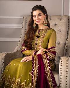 Indien pakistanais dernière mousseline de soie brodée Salwar Kameez avec maçonnerie lourde Collection de mariage de luxe vente chaude robe 0398 - Product Image 6