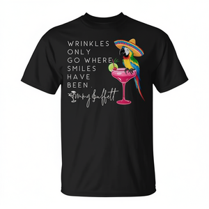 T-shirt Parrot Wrinkles con citazione ispiratrice e design promozionale Go-Where-Smiles-Have-Been - Product Image 2