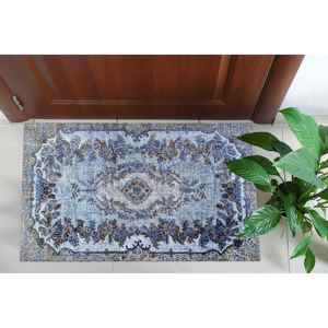 Alfombra Turca con Medallón Gris: Decoración Artística Anatolia, Alfombra Estampada, Alfombra Suave No Tejida - Product Image 5