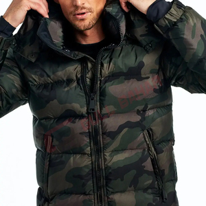 Chaqueta acolchada impermeable a prueba de viento con capucha de alta calidad para hombre, manga larga, invierno, logotipo personalizado, estampado, cuello levantado, calle principal - Product Image 4