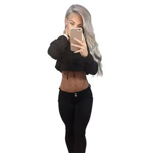 Sudadera corta de gimnasio de poliéster/algodón para hombre al por mayor, chándal de invierno de manga larga con logotipo personalizado, Sudadera con capucha recortada de color sólido - Product Image 4