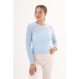 Body de punto transparente para mujer, cuello redondo, color azul bebé - Product Image 6