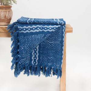 Manta indio de algodón con estampado de bloques suaves de lujo de alta calidad, tamaño personalizado, azul índigo, tejida a mano para cama, sofá, viaje - Product Image 3