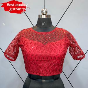 Designer Fancy Trending Western Readymade Blouse Heavy Net Double Doublure avec Siffali Multi Sequence Broderie Travail pour Mariage - Product Image 1