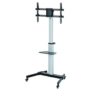 ICA TR 1546 Silver 86\" LED Monitor Cart 360 Degree Swivel Stainless Steel <b>TV</b> Floor <b>Stand</b> <b>TV</b> Box Compatible Office <b>TV</b> Holder - Product Image 3