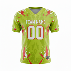 Maillot d'entraînement de football américain personnalisé pour adultes, manches courtes, respirant, option grande taille, 100 % polyester, col en V - Product Image 1