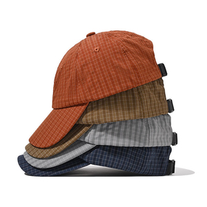 หมวกเบสบอลไนลอนลายตาราง6แผงระบายอากาศได้ดีแบบย้อนยุคหมวกคุณพ่อหมวกวิ่งแบบนิ่ม - Product Image 6