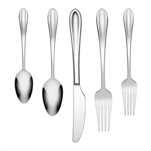 Vente en gros de couverts 5 pièces pour mariage d'hôtel couverts en métal en acier inoxydable en argent - Product Image 1