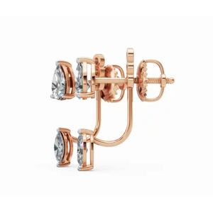 Boucles d'oreilles de créateur en or 18 carats de haute qualité, couple de marquises et de poires, bijoux cultivés en laboratoire, vente en gros B2B, exportation - Product Image 6