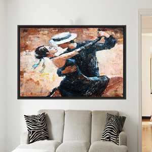 Modern Art <b>Canvas</b> Print - Elegant Tango Dancers Artwork for Kitchen Decor,1P:Black <b>Framed</b> - Product Image 1