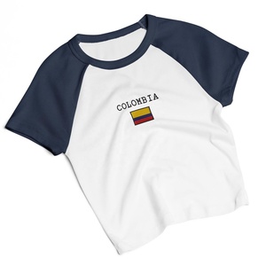 Women's Cotton American Raglan Sleeve T-<b>Shirt</b> With Colombia Flag Print Crew Neck Casual Short Sleeve Jersey Breathable Regular - Product Image 3