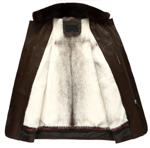 Manteau d'hiver imperméable et coupe-vent en cuir véritable d'agneau en toile pour homme, protection contre le vent et le froid, vêtements d'extérieur de luxe - Product Image 3