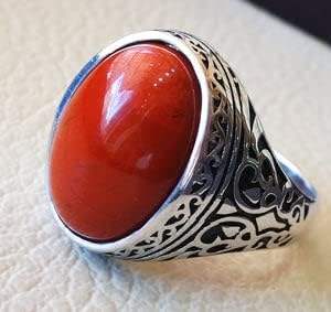 Bague pour homme en gros, nouvelle arrivée, pierre précieuse en corail naturel, cadeau d'anniversaire, bague signet pour homme en Turquie, bijoux, bague en argent sterling 925 - Product Image 5