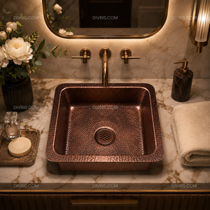 DIVRIS Lavabo en céramique fait main moderne, vasque simple à un trou, à poser sur comptoir, surface polie, facile à nettoyer, pour salle de bain de luxe - Product Image 5