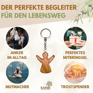 <b>Personalized</b> Olive Wood Guardian Angel <b>Keychain</b> 6 x 5 cm Custom Engraved Christian Gift Handmade in Bethlehem - Product Image 6