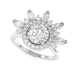 แหวนหมั้นคลัสเตอร์เพชรทรงกลมตัดรัศมีของขวัญสำหรับเธอ - Product Image 4