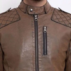 Wholesale Stylish Fashionable Leather Jacket Men High Quality Comfortable Casual Street Wear Winter Waterproof Front OEM Service - Product Image 6