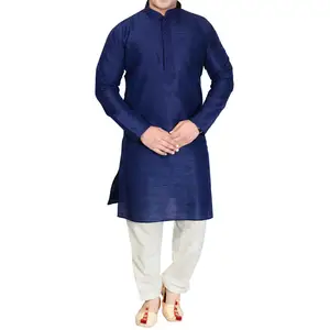 파키스탄 이슬람 이슬람 긴 셔츠 단색 안티 필링 지속 가능한 Kurta Shalwar Kameeez 남성용