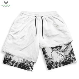 Pantalones cortos deportivos de rendimiento inspirados en el Anime para hombre, 2 en 1, de secado rápido, para correr, entrenamiento, Jogging, verano, Fitness, antiarrugas - Product Image 3