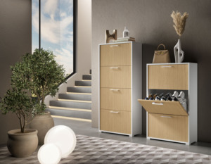 ตู้เก็บรองเท้าไม้แบบสองชั้น 3 ประตู จุรองเท้าได้ถึง 18 คู่ ชั้นวางรองเท้าแบบตั้งพื้นสไตล์โมเดิร์นมินิมอล - Product Image 3