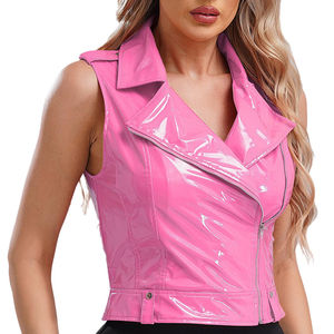 Chaleco de Cuero sin Mangas de Alta Calidad para Mujer, Cuello Alto, Cierre de Cremallera, Cuero Genuino, Logotipo Personalizado, Ligero, de Algodón - Product Image 1