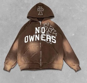 Nueva llegada de lujo de los hombres de peso pesado 300 gramos sudaderas de invierno de calidad superior personalizado impreso con capucha frontal liso teñido - Product Image 2