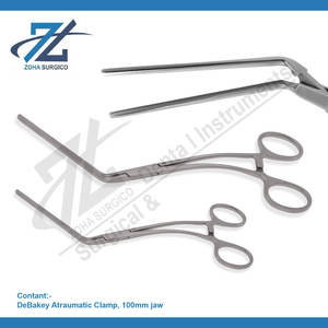 DeBakey Pince Atraumatique à angle droit Mâchoire de 100mm Jeu d'instruments manuels - Product Image 3