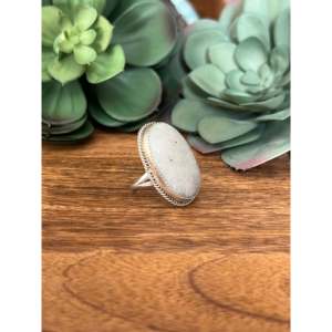 Reda Galvan <b>Moon</b> Stone & Sterling Silver <b>Ring</b> Size 8.25 Oval Shape Pattern - Product Image 3