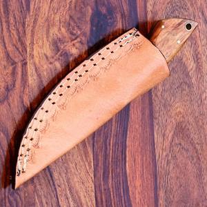 Couteau de chasse à dépecer en acier damas forgé à la main personnalisé avec gaine en cuir couteau de camping à lame fixe de support OEM - Product Image 4