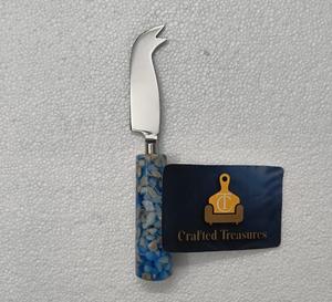 Couteau à fromage au design créatif, manche en résine époxy et terrazzo, couteau à beurre, ustensile de cuisine et de table - Product Image 1