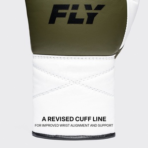 Guantes de Boxeo Muay Thai Personalizados FLY Verde/Blanco con Cordones, Guantes Profesionales de Kickboxing para Gimnasio, Venta al Por Mayor OEM - Product Image 6
